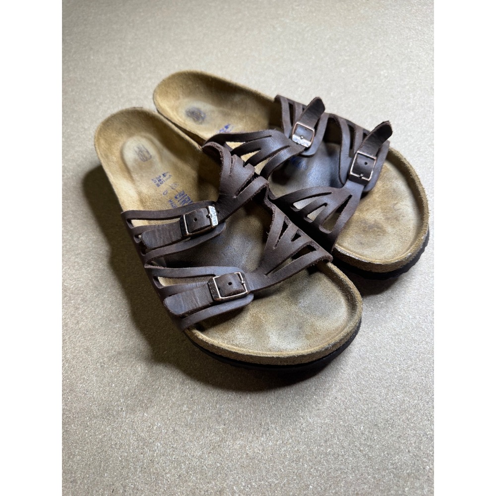 Birkenstock Granada Soft Footbed Oiled Leather Sandals Tobacco Brown 41 L10 M8